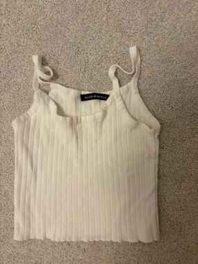 Brandy Melville Off-White Ribbed Tie-Strap Cami